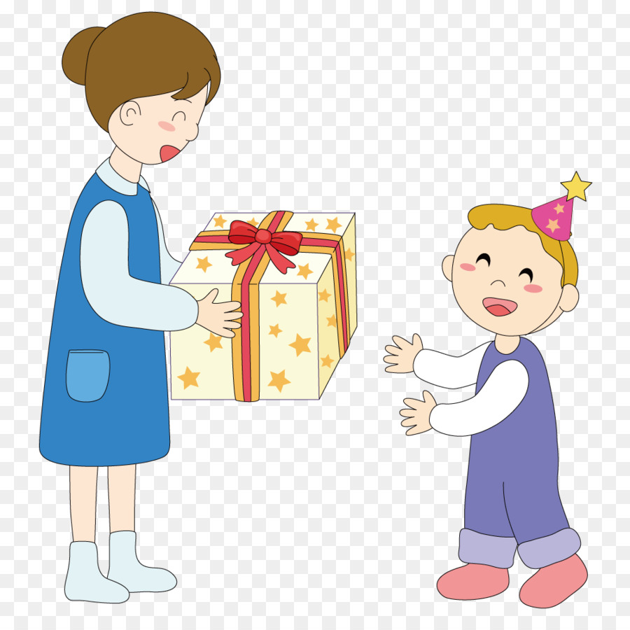 Child Gift Illustration - Mother giving gifts to children 1000*1000