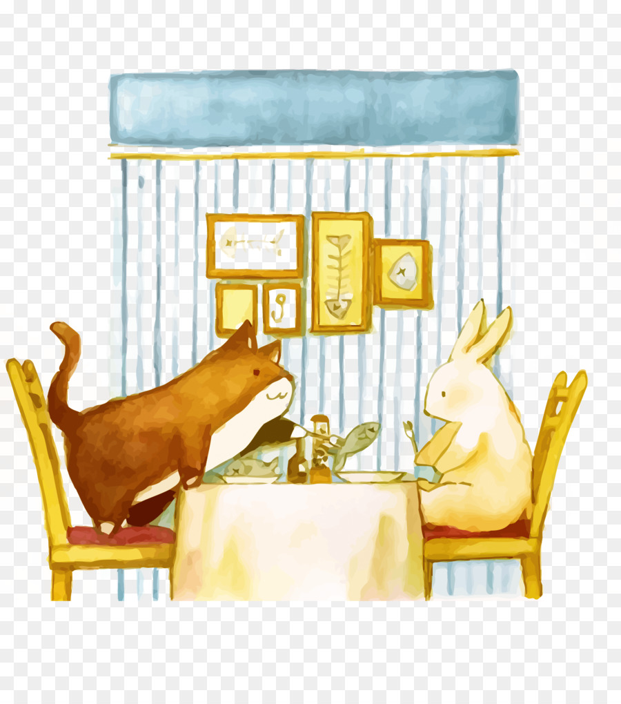 Kartun Ilustrasi Download Vektor Kucing Untuk Kelinci Untuk Makan