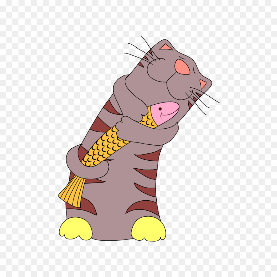 Kucing Kartun Gambar Ilustrasi Vektor Kucing Memegang Ikan Png