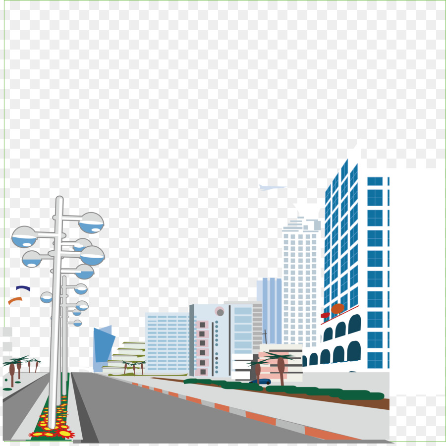 Jalan Jalan Kota Ilustrasi Bangunan Kota Vektor Bahan Unduh