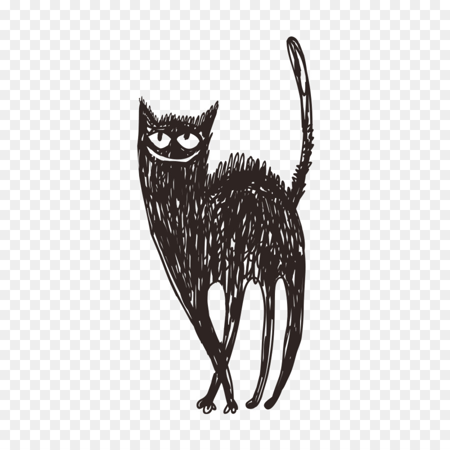 Kucing Hitam Gambar Ilustrasi Doodle Kucing Unduh Kecil Menengah