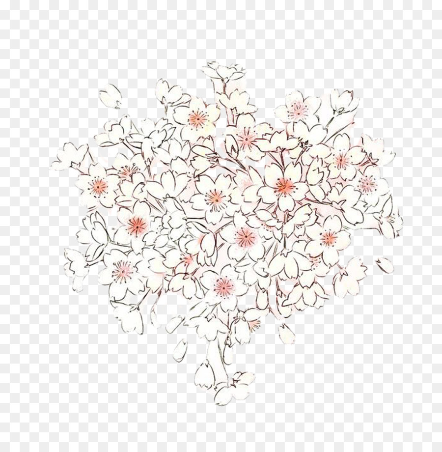 Cherry Blossom Ilustrasi Kartun Tangan Dicat Pohon Ceri Gesper