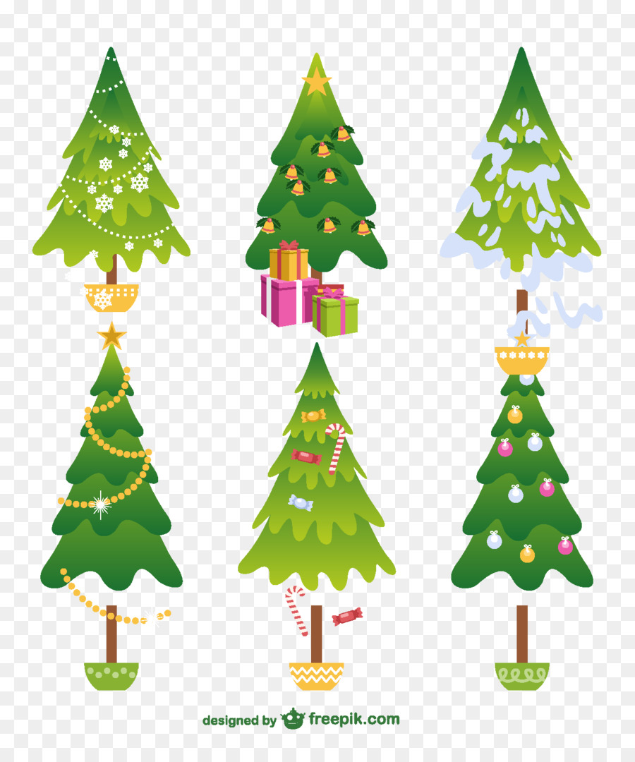 Pohon Natal Kartun Ilustrasi Pohon Natal Unduh Cemara Keluarga