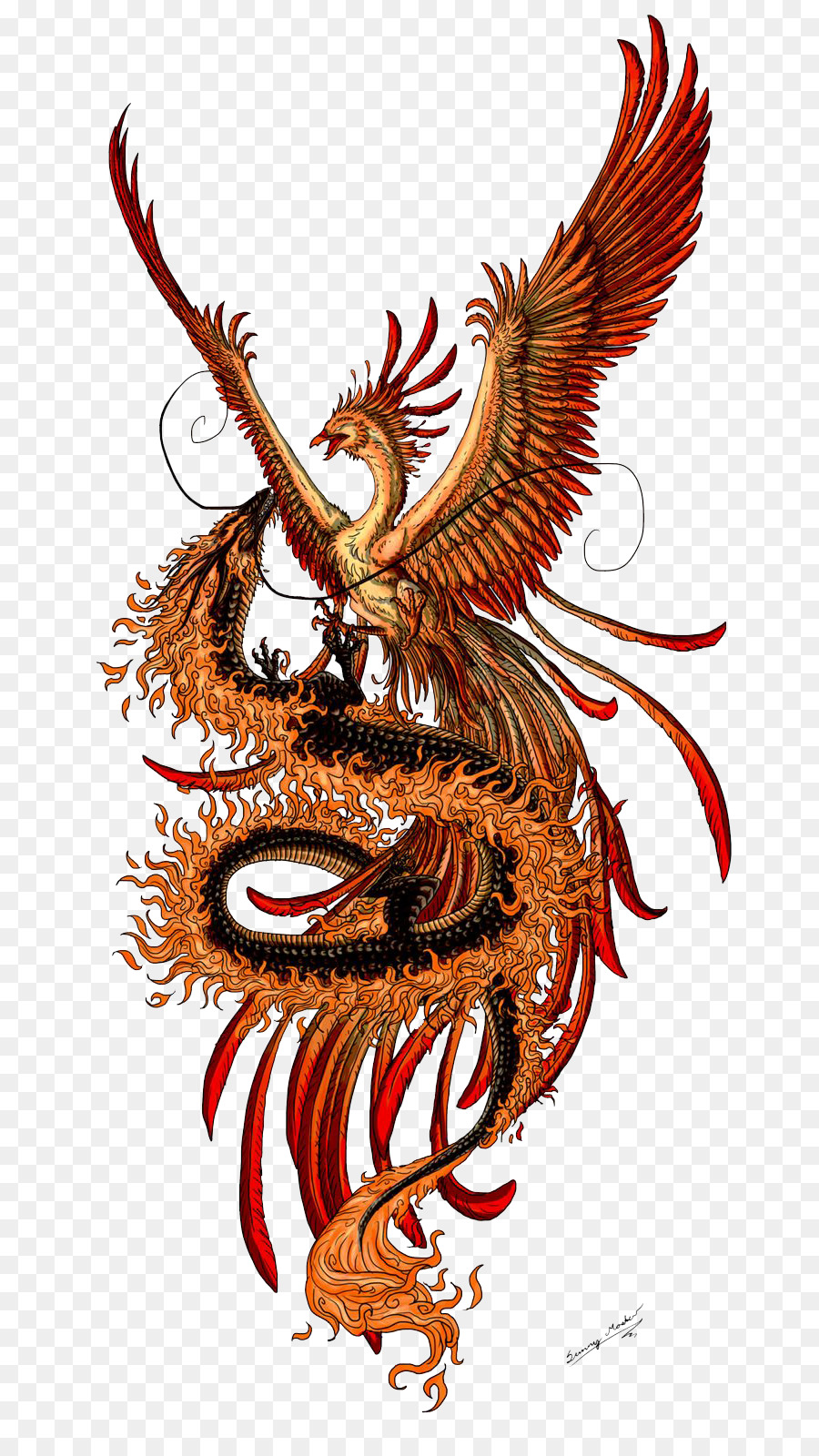 Phoenix Chinese dragon Fenghuang Tattoo - Phoenix Tattoos PNG