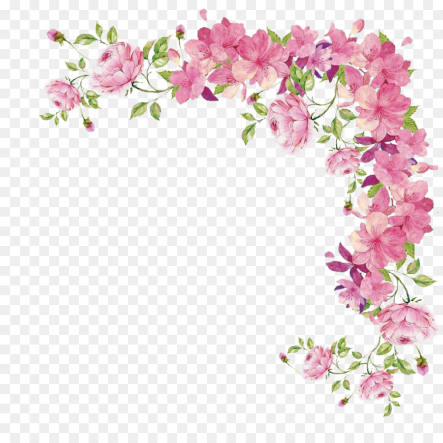 Pink flowers Rose - flower border png download - 1024*1024 