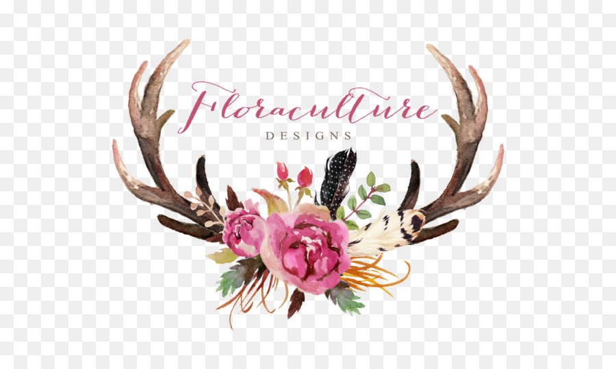 Deer Antler Flower Skull Clip art - watercolor leaves png ...