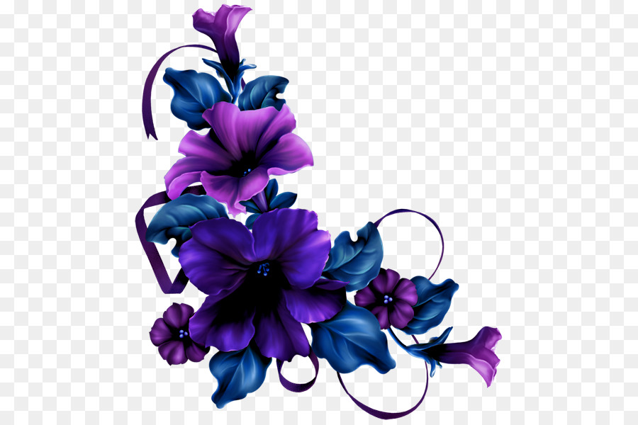 Paper Flower Rose Clip art - blue flower border png download - 531*600