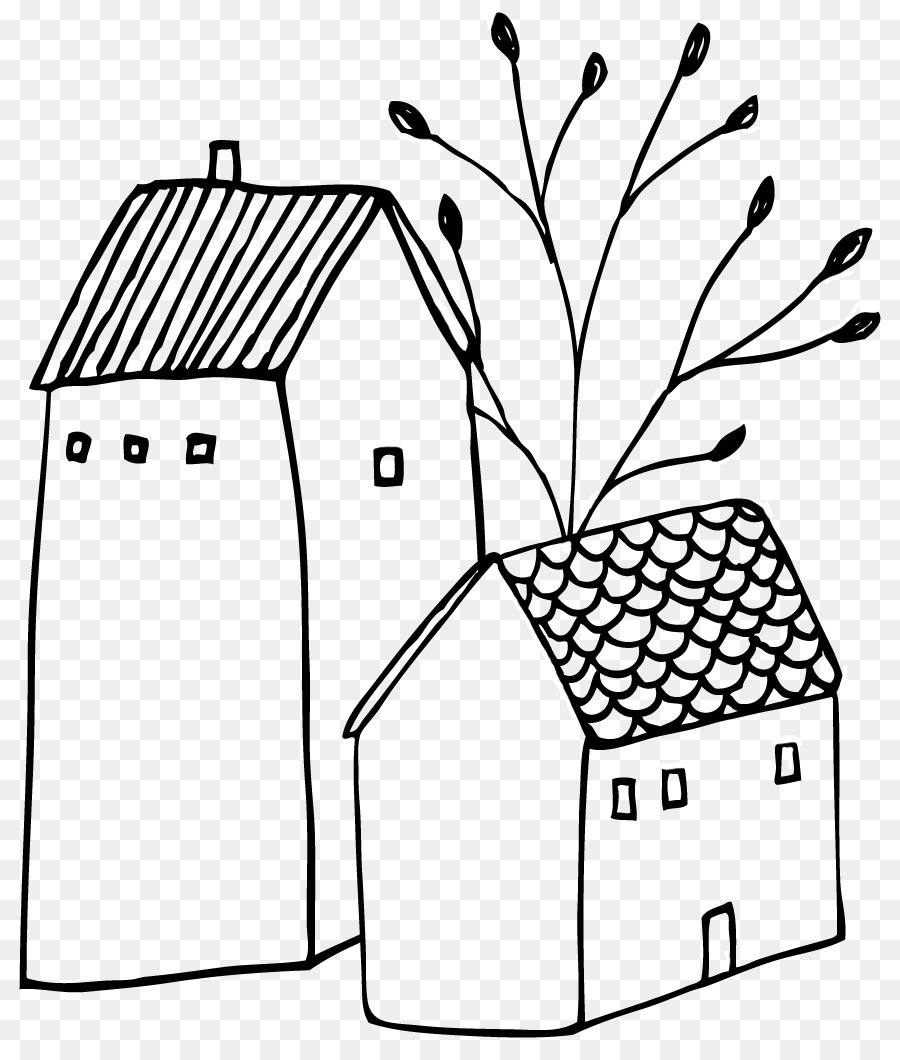 Rumah Klasik Gambar Rumah Doodle Clip Art Kota Kecil Unduh Garis