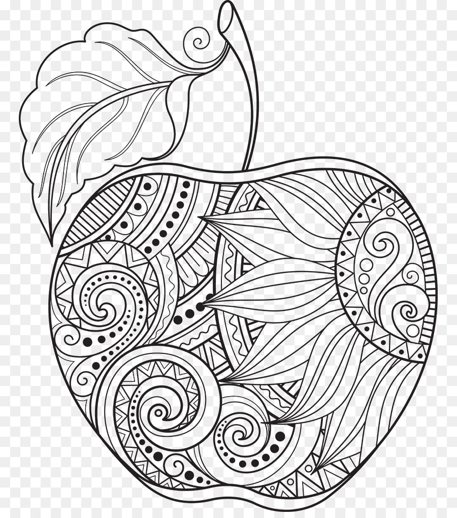 Coloring Book Apple Doodle Adult Child Apple Png Download 825