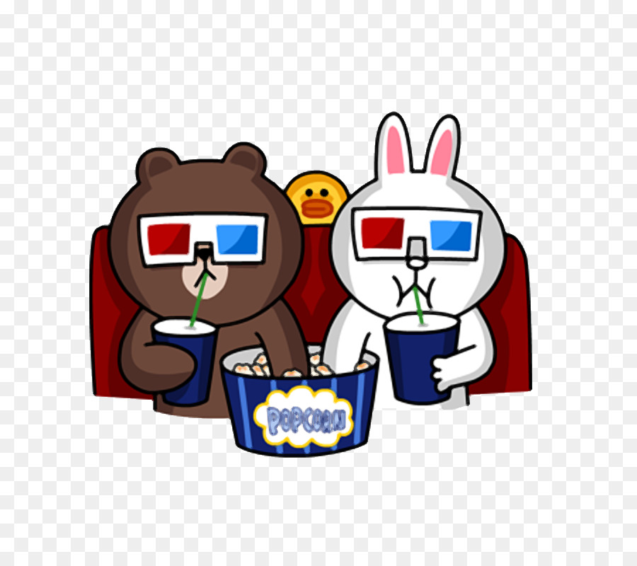 Brown bear Line Friends Sticker LINE BROWN FARM - Family WATCHING TV