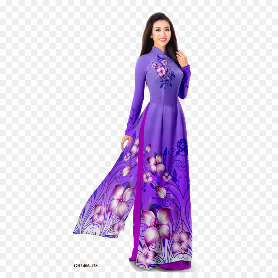 Áo dài Vietnam Gown Purple Dress - purple png download 