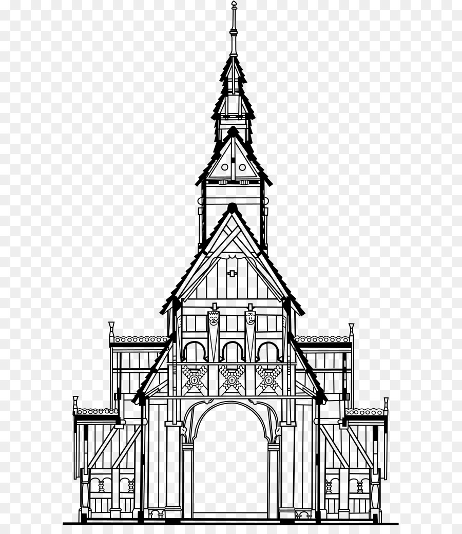 Gambar Arsitektur Sketsa Tangan Dicat Gereja Png Unduh