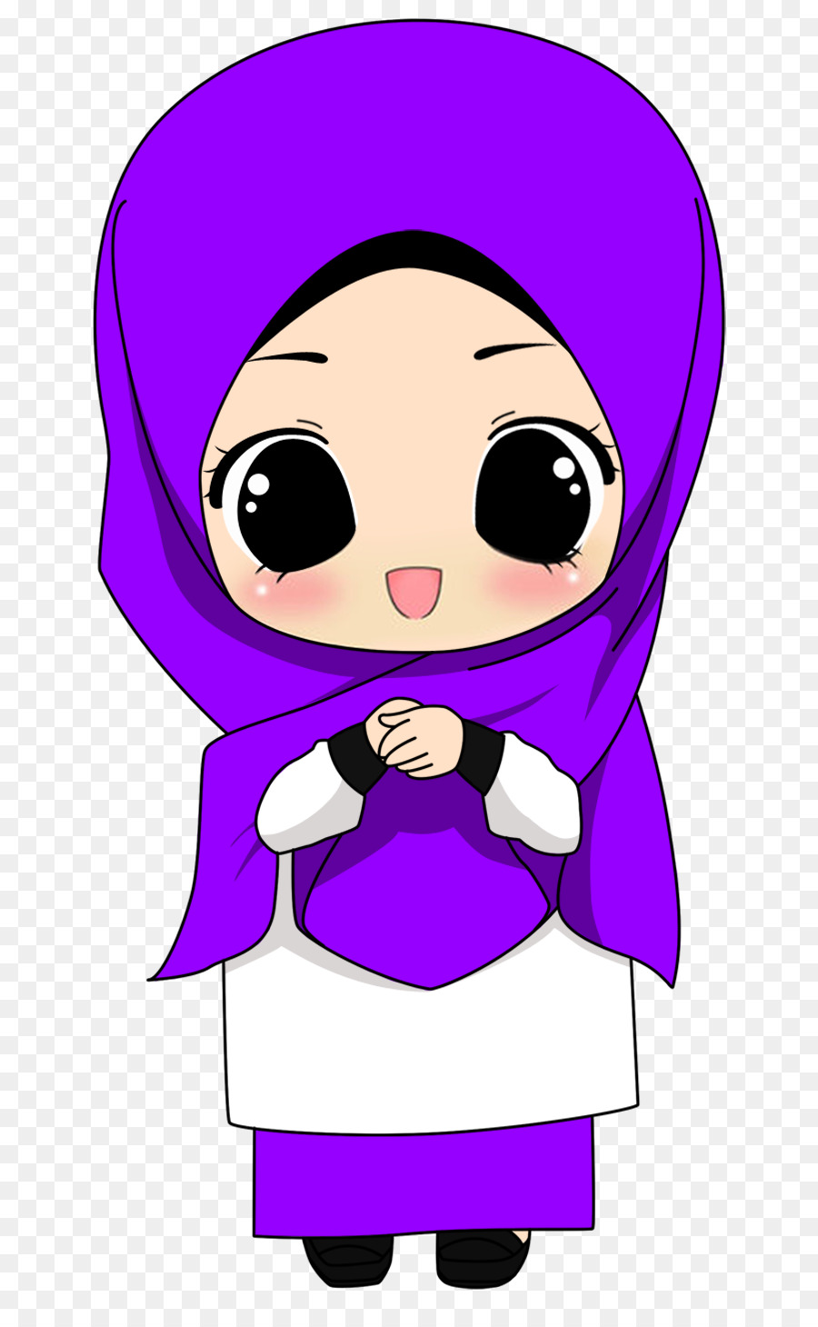 Quran Islam Kartun Hijab Muslim Islam Unduh Wajah Ungu Pink
