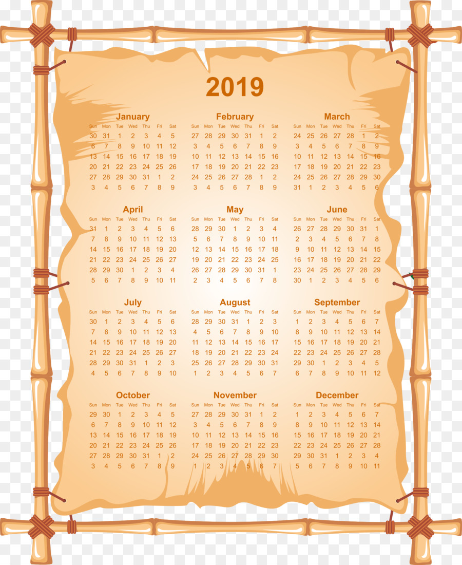 2019 Kalender Halaman Penuh Dengan Bingkai Bambupng Lain Lain
