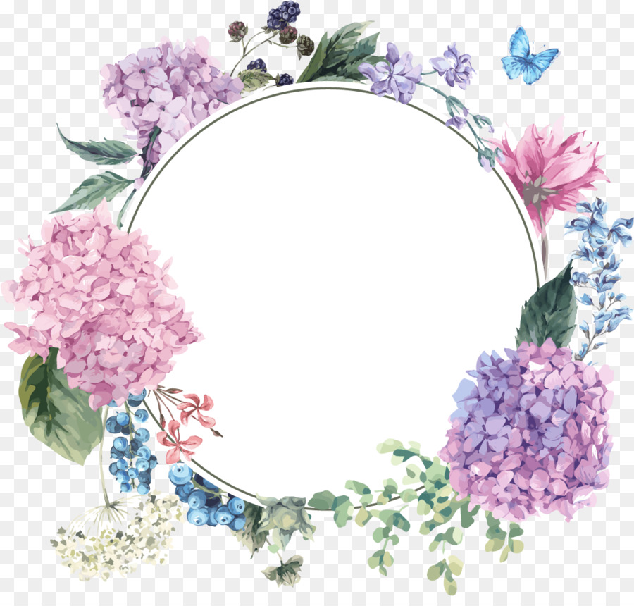 Flower Floral design Drawing Watercolor painting Wreath - hydrangea